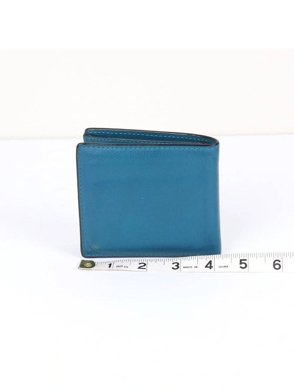 Coach Men's Double Billfold Wallet Teal Blue Pebbled Leather